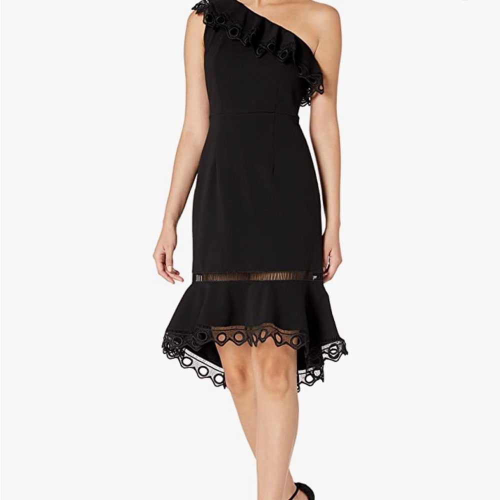 Nanette Lepore NWT Women’s Size 2 One Shoulder Knit Dress High Low Flounce New